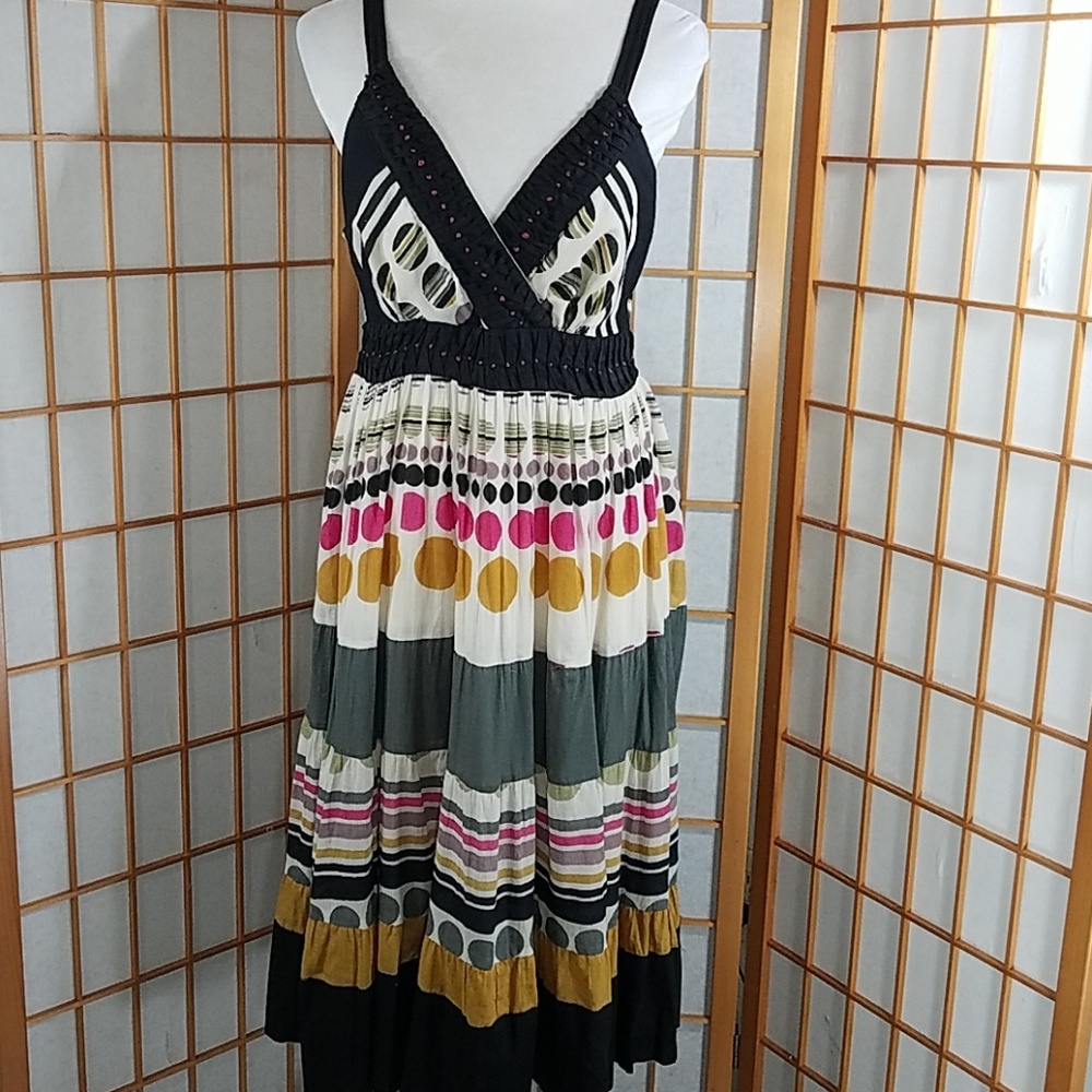 Vasna Desire dot stripe patterned cotton sun dress